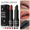 Glitter Lipstick Waterproof Long Lasting Moisturizing Matte Non-stick Cup Pearlescent Lip Tint Red Lips Makeup "SF"