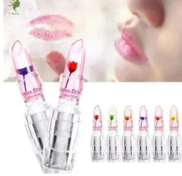 Crystal Flower Jelly Lipstick, Waterproof Long Lasting Lip Balm Lips Moisturizer Magic Temperature Color Change Lipstick "SF" - Image 4