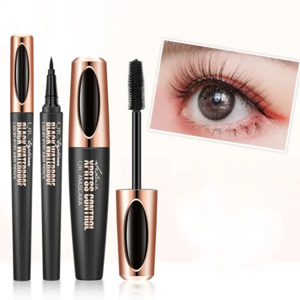 Pack Of 2 Thick Curling Mascara and Liquid Eyeliner Set Waterproof Mascara Eyeliner pen "SF"