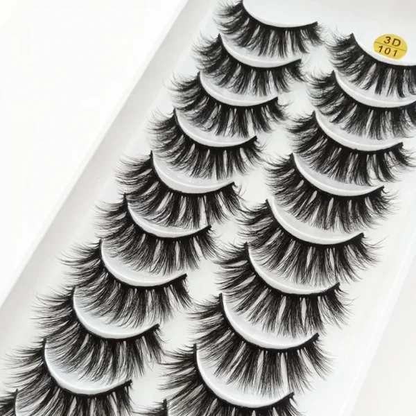 SKONHED 10 Pairs Handmade 3D Volume Mink Hair False Eyelashes / Natural Thick Long Eye Lashes / Beauty Makeup Lashes Extension Tools No Ratings "SF" - Image 5