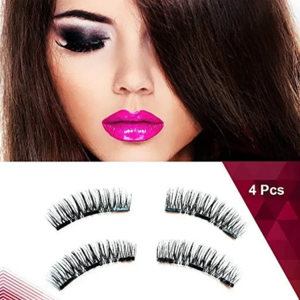 4Pcs Set 3 Magnets False Eyelashes / 6D Handmade No Glue Reusable Soft Natural Thick Long Eye Lashes / Beauty Makeup Lashes Extension Tools "SF" - Image 3