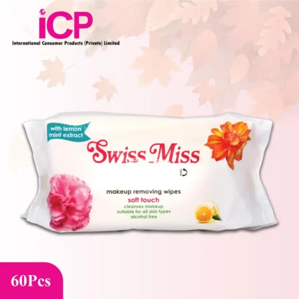 Swiss Miss Makeup Remover Wipes With Lemon Mint Extract 60 Pcs "SF"