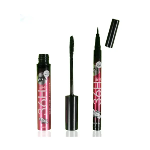 Pack Of 2 Thick Curling Mascara and Liquid Eyeliner Set Waterproof Mascara Eyeliner pen "SF" - Image 2