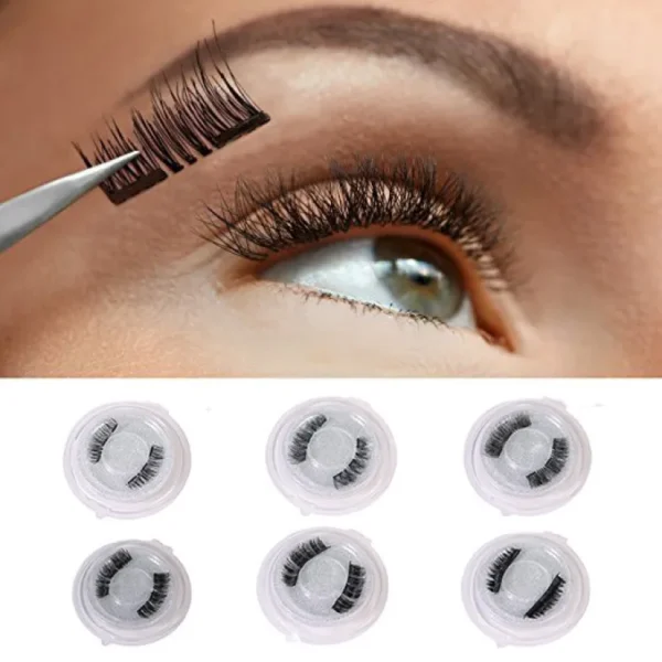 4Pcs Set 3 Magnets False Eyelashes / 6D Handmade No Glue Reusable Soft Natural Thick Long Eye Lashes / Beauty Makeup Lashes Extension Tools "SF" - Image 4
