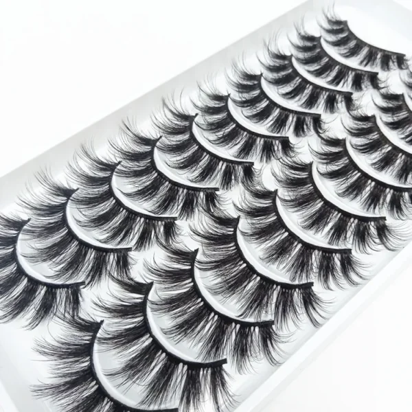 SKONHED 10 Pairs Handmade 3D Volume Mink Hair False Eyelashes / Natural Thick Long Eye Lashes / Beauty Makeup Lashes Extension Tools No Ratings "SF" - Image 4