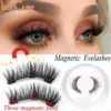 4Pcs Set 3 Magnets False Eyelashes / 6D Handmade No Glue Reusable Soft Natural Thick Long Eye Lashes / Beauty Makeup Lashes Extension Tools "SF"