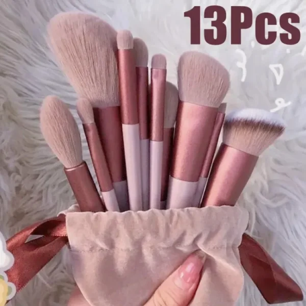 Julystar 13Pcs Makeup Brush Set Soft hair Loose Powder Eyeshadow Concealer Contour Eyeliner brush Foundation Beauty Cosmetic tools Potli Brush Set "SF"