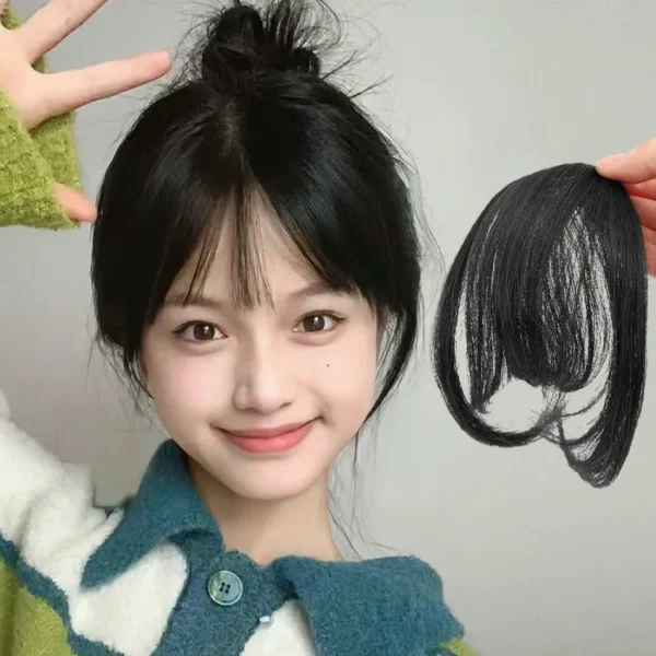 Air Bangs Wig For Women Natural Invisible Patch Round Face French Bangs Hair Accessorices "SF" - Image 3