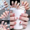 New Wearing Rhinestone Nail Patch Fake Nail Finished French Short Nail Sticker Podazz "SF"