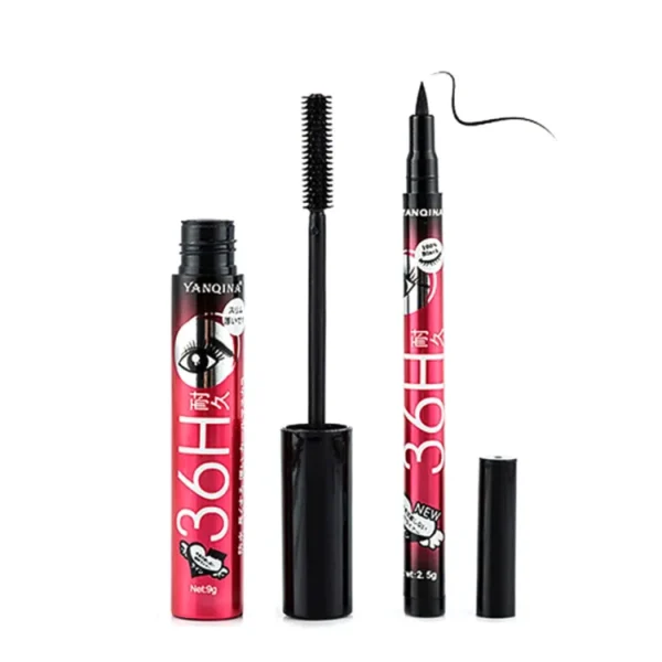 Pack Of 2 Thick Curling Mascara and Liquid Eyeliner Set Waterproof Mascara Eyeliner pen "SF"