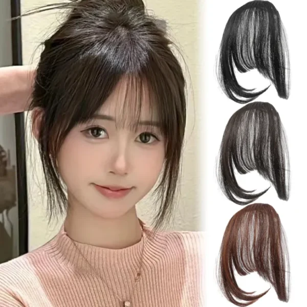 Air Bangs Wig For Women Natural Invisible Patch Round Face French Bangs Hair Accessorices "SF" - Image 2