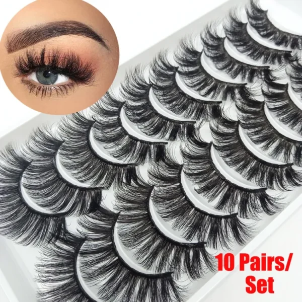SKONHED 10 Pairs Handmade 3D Volume Mink Hair False Eyelashes / Natural Thick Long Eye Lashes / Beauty Makeup Lashes Extension Tools No Ratings "SF" - Image 2